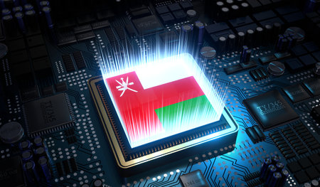 Computer processor with flag of Oman - 3D illustration