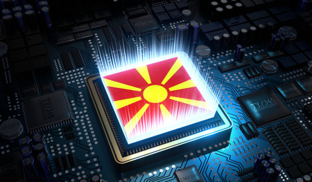 Computer processor with flag of Macedonia - 3D illustrationの写真素材