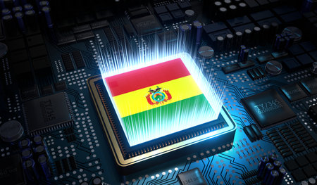 Computer processor with flag of Bolivia - 3D illustrationの写真素材