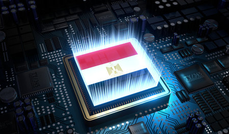 Computer processor with flag of Egypt - 3D illustrationの写真素材