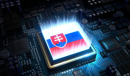 Computer processor with flag of Slovakia - 3D illustrationの写真素材