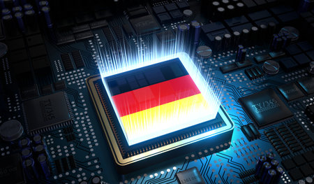 Computer processor with flag of Germany - 3D illustrationの写真素材