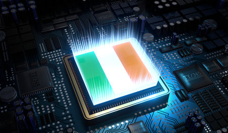 Computer processor with flag of Ireland - 3D illustration