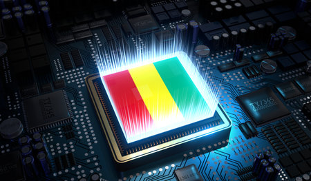 Computer processor with flag of Guinea - 3D illustrationの写真素材