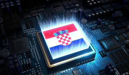 Computer processor with flag of Croatia - 3D illustrationの写真素材
