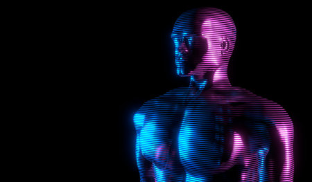 Man hologram - chest and head - 3D illustrationの写真素材