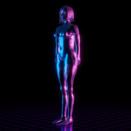 Woman hologram - front view - 3D illustrationの写真素材