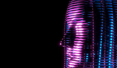 Woman hologram - close-up on head - 3D illustrationの写真素材