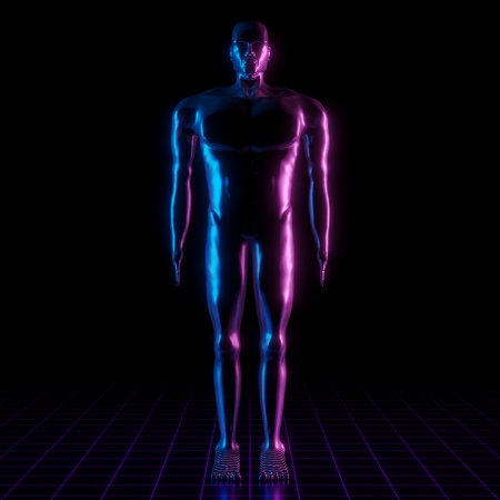 Man hologram - front view - 3D illustrationの写真素材