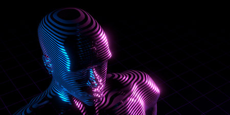 Man hologram, top view - 3D illustrationの写真素材