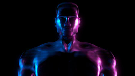 Man hologram - front view - 3D illustrationの写真素材