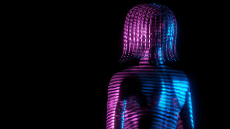 Woman hologram, close-up on head and shoulders - 3D illustrationの写真素材