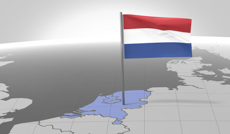 Netherlands - country border and flag - 3D illustrationの写真素材