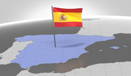 Spain - country border and flag - 3D illustrationの写真素材