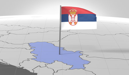 Serbia - country border and flag - 3D illustrationの写真素材