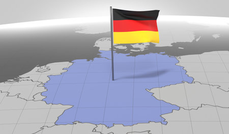 Germany - country border and flag - 3D illustrationの写真素材
