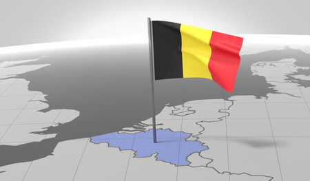 Belgium - country border and flag - 3D illustrationの写真素材