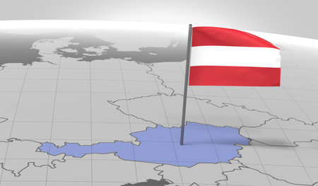 Austria - country border and flag - 3D illustrationの写真素材