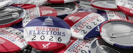 USA midterm Congress elections to 2026 round badges - 3D illustration