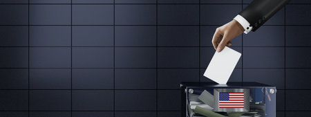 USA election concept - hand dropping ballot box - 3D illustration