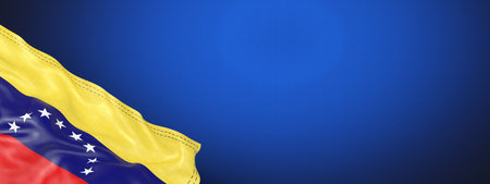 Venezuela - national flag and gradient background - horizontal banner format - 3D illustrationの写真素材