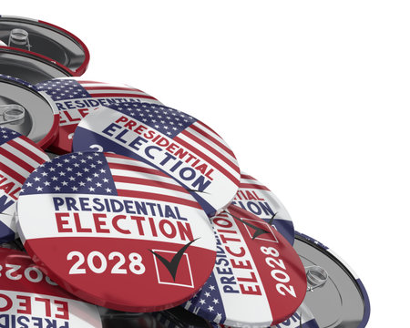 USA Presidential election 2028 badges - 3D illustration