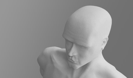 Gypsum man head sculpture - 3D illustration