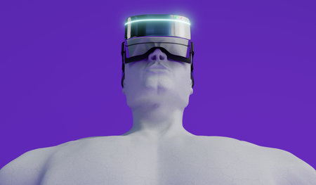 Man wearing VR glasses - front view - 3D illustration