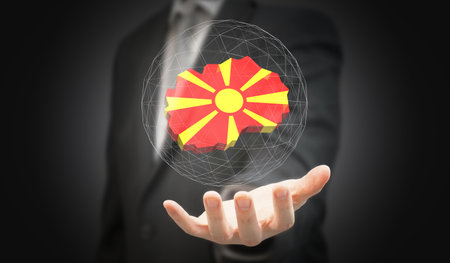 North Macedonia - country shape and flag - 3D illustrationの写真素材