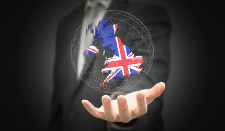 United Kingdom - country shape and flag - 3D illustrationの写真素材