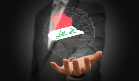 Iraq - country shape and flag - 3D illustrationの写真素材