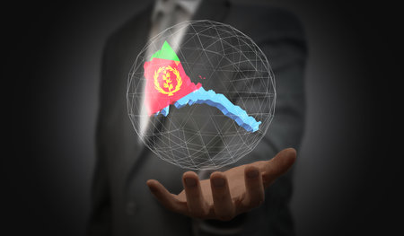 Eritrea - country shape and flag - 3D illustrationの写真素材