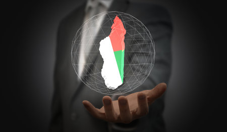Madagascar - country shape and flag - 3D illustrationの写真素材