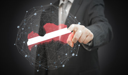 Latvia - country shape and flag - 3D illustrationの写真素材