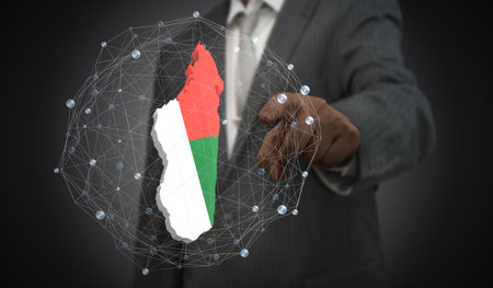 Madagascar - country shape and flag - 3D illustrationの写真素材