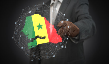 Senegal - country shape and flag - 3D illustrationの写真素材