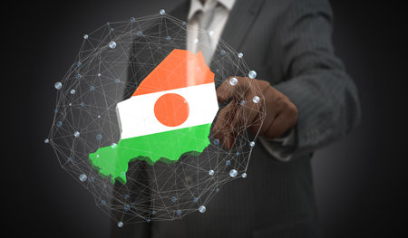 Niger - country shape and flag - 3D illustrationの写真素材