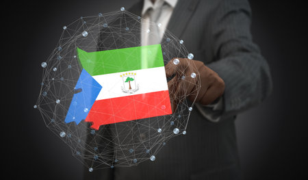 Equatorial Guinea - country shape and flag - 3D illustrationの写真素材