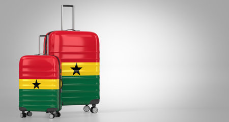 Ghana - two travel suitcases with national flags - 3D illustrationの写真素材