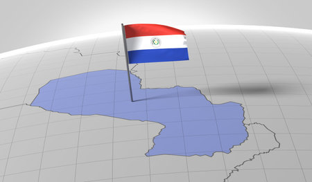 Paraguay - country border and flag - 3D illustrationの写真素材