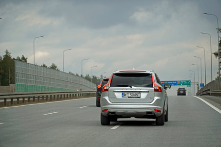 Warsaw, Poland - February 2nd, 2025 - Traffic moving through the Lubelska junction on the Warsaw...