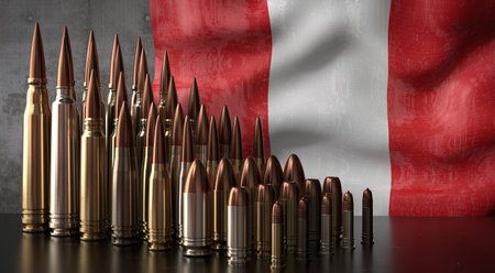 Peru - various projectiles and national flag - 3D illustration