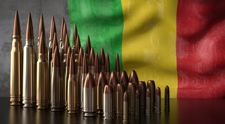 Mali - various projectiles and national flag - 3D illustration