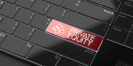 Private equity - modern computer keyboard - 3D illustration