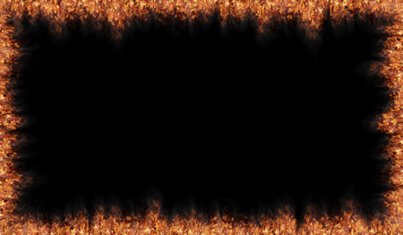 Thin Rectangular Fire Border - 3d illustration