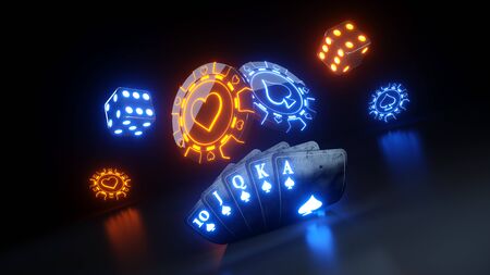 Casino Futuristic Concept Design Poker Chips - 3D Illustrationの写真素材