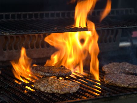 bbq beef burgersの写真素材