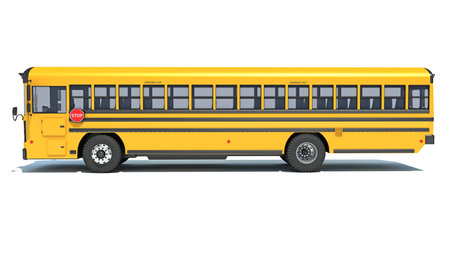 School Bus 3D rendering model on white backgroundの写真素材