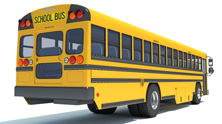 School Bus 3D rendering model on white backgroundの写真素材