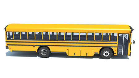 School Bus 3D rendering model on white backgroundの写真素材